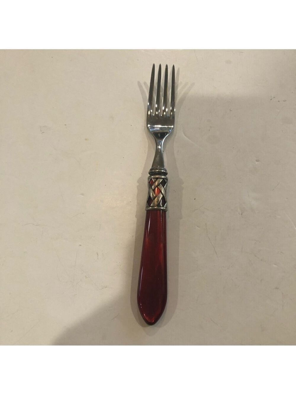 Bugatti for Vietri Aladdin salad fork. Red replacement ornate 18/10 stainless